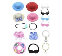 Genérico Desk Goose Outfit - 3.94 Inch Little Goose Summer Straw Hat Set | Striped Short Sleeve Sunglasses Necklace | Desktop Little Duck Clothing Costume For Decoration. 1.18x0.98in Sunglasses.