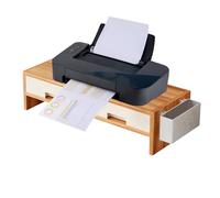 Genérico Desk Monitor Stand Riser - Wood Board PP 50x19.5x13.5cm | Ergonomic Screen Riser Stand, Double Drawer Desk Organizer Shelf | For Home Office Study Bedroom Desks Organization Use