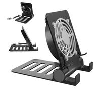 Genérico Desk Tablet Stand, Folding Smartphones Bracket with Cooling Fan, Adjustable Portable Tablet Stands for Bedroom, Libraries, Living Room, Coffee Shops, Home, Study, Reading, Video Calls