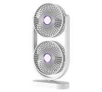 Genérico Desktop Fan | Double-Head Quiet Rechargeable Summer | Personal Cooling Tabletop Fan | for Apartment Bedroom Living Room Kitchen Office Outdoor Travel Campinp Tent Beach