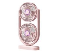 Genérico Desktop Fan | Double-Head Quiet Rechargeable Summer | Personal Cooling Tabletop Fan | for Apartment Bedroom Living Room Kitchen Office Outdoor Travel Campinp Tent Beach