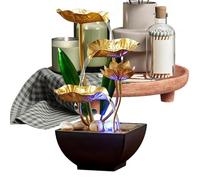 Genérico Desktop Fountain - Zen Relaxation Soothing LED Light 25cm | Tabletop Fountains with Stream Sounds | Mini Water Feature For Office Living Room Hotel Bedroom Centerpiece Aquarium