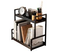 Genérico Desktop Shelf Organizer, Double Layer Pantry Organizer, Iron, PP Multifunctional Desktops Supplies, Display Shelf Rack for Home Office Dorm Storage Solutions, 39x22x40cm