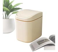 Genérico Desktop Trash Can - Small Multi-Functional Bin, Lid Covered Dustbin, Vanity Wastebasket, Compact Garbage Dispenser, Coffee Table Organization, Home Car White