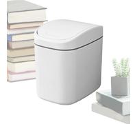Genérico Desktop Trash Can - Small Multi-Functional Bin, Lid Covered Dustbin, Vanity Wastebasket, Compact Garbage Dispenser, Coffee Table Organization, Home Car White