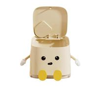 Generico Desktop Trash Can with Lid, Push-Open Mini Waste Bin, Olor-Proof Tiny Garbage Box, Aesthetic Modern Design, Space-Saving Compact Size, White Color, for Bedroom, Desk, Laundry
