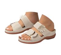 Genérico desnudo pies mujer y suelas gruesas para mujer, peces huecos, patrón floral, moderno e informal sandalias ortopédicas para mujer con soporte ancho pie ajustable transpirable para verano