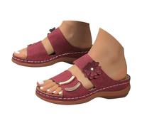 Genérico desnudo pies mujer y suelas gruesas para mujer, peces huecos, patrón floral, moderno e informal sandalias ortopédicas para mujer con soporte ancho pie ajustable transpirable para verano, vino