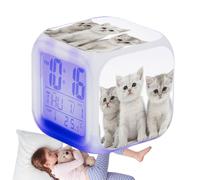 Genérico Despertador con Forma De Gato para Niños - De Mesa con Forma De Cubo Digital LED, Pantalla Electrónica De Luz Colorida | Accesorio De Cronometraje Aula, Sala De Estar, Dormit