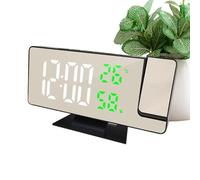 Generico Despertador de mesita de noche - Reloj con carga USB, reloj digital de proyección | Módulo de visualización meteorológica para temperatura, humedad y, precisión de pantallas de espejo LED