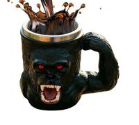 Genérico Detailed Monkey Mug, Refreshing Coffee Cup, 16.9oz Drinkware with Ergonomic Handle, Premium Resin Stainless Steel Vessel, Realistic Red Eyed Novelty Design, Animalware for Camping and Party