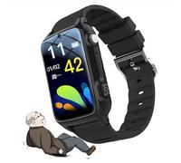Genérico Detección de Caídas 4G Reloj Localizador GPS Personas Mayores Detector Caída Smartwatch Botón SOS para Alzheimer (Negro)