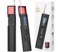 Genérico Detector de cámaras espía - Antirrobos GPS, Detector de micrófonos y señales RF (1 MHz-6,5 GHz) - para hoteles, oficinas, hogares, Coches - Linterna integrada, Recargable