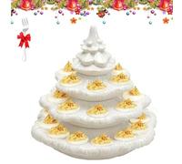 Genérico Deviled Egg Christmas Tree Platter, Reusable Holiday Deviled Oval Tray with Lid, Stackable Green Xmas Plant-Shaped Eggs Holder for Farmhouse Kitchen Party Tableware