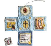 Genérico Devocional de Bolsillo Artesanal - Edición Fe, Santuario de Bolsillo con Cruz de Plata Incluida en El Interior, Devocionales y Marcapáginas de Bolsillo, Escrituras y Oraciones Diarias (Azul)