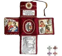 Genérico Devocional de Bolsillo Artesanal - Edición Fe, Santuario de Bolsillo con Cruz de Plata Incluida en El Interior, Devocionales y Marcapáginas de Bolsillo, Escrituras y Oraciones Diarias (Rojo)