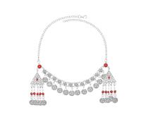 Generico Diadema con borlas para mujer, cuentas étnicas bohemias y cadena para el pelo con encanto vintage (8462RE)