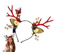Generico Diadema con cuernos de reno con luces, diadema iluminada para vacaciones, diadema de Navidad antideslizante | Bonitas decoraciones para el cabello para fotografía, reuniones