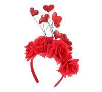 Genérico Diadema Corazón Presilla Preciosos Tocados Diadema De Perlas Banda Tocado De San Valentin De Rosa Traje De Fiesta Accesorios Para El Cabello Delirante Delirio Tela Rojo