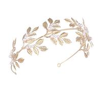 Genérico Diadema Corona Barroca de Perlas Imitación para Novias y Damas de Honor Tocado Brillante Dorado para Bodas y Fiestas Accesorio Elegante para Peinados de Boda