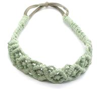 Genérico Diadema de cordón de algodón elástico tejida a mano, accesorio deportivo e informal para el cabello, diadema de yoga, estilo bohemio, juego de 2 (Verde pasta de frijoles rojos, 4cm)
