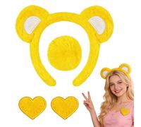 Genérico Diadema de Oso,4 Piezas Peluche Unisex para Fotos con Broche de Corazón,Set Diadema Con Orejas Oso | Para Fiesta Año Nuevo Cumpleaños Fiestas Hogar Vacaciones Día De San Valentín