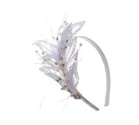 Genérico Diadema de Plumas Blanca para Boda y Fiesta, Tocado de Dama de Honor, Accesorio para Cabello Encaje, Adecuado para Novias y Sesiones Fotográficas al Aire Libre