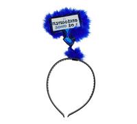 Generico Diadema festiva azul con plumas y texto «Il Festeggiato Sono Io», accesorio para cumpleaños, 25 cm
