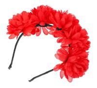 Genérico Diadema Nupcial Flores Grandes Rojas Accesorio Cabello de Tela Resistente Adecuado para Bodas San Valentín y Fiestas Banda para Novias y Damas de Honor