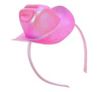 Genérico Diadema Sombrero Vaquero Mini 135 CM Rosa Holográfico para Fiestas Carnaval y Disfraces Western Accesorio para Baile y Eventos Temáticos del Oeste