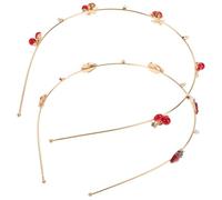 Genérico Diademas de Metal para Mujer, 2 Piezas Diseño de Fresas y Cerezas, Accesorios Cabello Flexibles y Ajustables, Ideales para Uso Diario y Obsequio, Diadema Fruta para Niñas