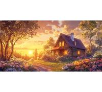 Genérico Diamond Painting Adultos, 5D Diamond Painting Kit Completo, Pintura Diamante Aldea, DIY Redondo Cristal Bordado Punto de Cruz Kit para la Decoración de la Pared del Hogar 80x160cm, P2149