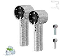 Genérico Diamond Portable Fan, Diamond Handheld Mini Fan, Rechargeable Silent Desktop Fans, with LED Light, USB Rechargeable, for Travels Offices Outdoor, Makeup (Silver*2)