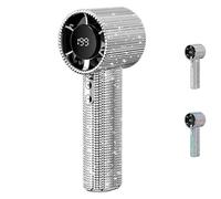 Genérico Diamond Portable Fan, Full Diamond Turbo Fan, Luxury Craftsmanship Portable Handheld Turbo Fans With Digital Display, for Home, Outdoor, Travel, Office (silver)