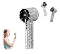 Genérico Diamond Portable Fan, Mini Personal Fans Rechargeable, Diamond Handheld Mini Fans With Digital Display, For Travel Office Outdoor Makeup, Crystal Design Gift for Women Girls (Silver)