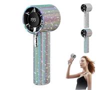 Genérico Diamond Portable Fan, Operated Mini Small Pocket Mini Fan, With Digital Display Usb Face Small Fans, for Travel/Outdoor/Vacation/Beach/Outdoor Activities (Color)