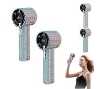 Genérico Diamond Portable Fan, Operated Mini Small Pocket Mini Fan, With Digital Display Usb Face Small Fans, for Travel/Outdoor/Vacation/Beach/Outdoor Activities (2-PCS Color)