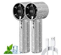 Genérico Diamond Portable Fan, Portable Handheld Turbo Fan - Fashion Full Diamond, 1800mAh Rechargeable Quiet Desk with LED Light, Mini Handheld Fans for Women Girls (White Diamond 2 pcs)