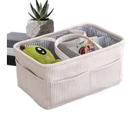 Genérico Diaper Organizer Basket - Corduroy Large Tote Nursery Organizer Diaper Storage Bag With Handles Dividers Storage Basket For Wipes Milk Bottles Essentials