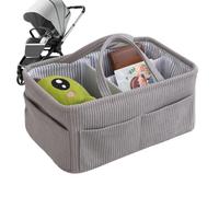Genérico Diaper Organizer Basket - Portable Corduroy Large Storage | Kids Changing Table Organizer | for Wipes Milk Bottle Boys Girls Home Bedside Desk Car