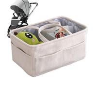 Genérico Diaper Organizer Basket - Portable Corduroy Large Storage | Kids Changing Table Organizer | for Wipes Milk Bottle Boys Girls Home Bedside Desk Car