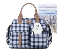 Genérico Diaper Tote Bag 35cm Plaid Shoulder Pouch With Handles | Stylish Plaid Bag With Multiple Compartments For Easy Essentials Organization. Lightweight And Perfect For Short Trips