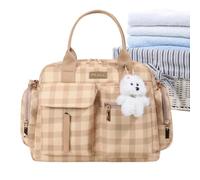 Genérico Diaper Tote Bag 35cm Plaid Shoulder Pouch With Handles | Stylish Plaid Bag With Multiple Compartments For Easy Essentials Organization. Lightweight And Perfect For Short Trips