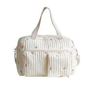 Genérico Diaper Tote - Flower Pattern Weekender Shoulder Tote, Large Capacity Travel Diaper Bag, Multifunction Essentials Organizer, Floral Care Storage Carrier for Parents Mothers Caregivers
