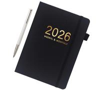 Generico Diario Notebook, 2026 Daily Notebook, 8.46x6.1x0.47 Inches, 144 Sheets Calendar Layout, Durable Binding Design, A5 Hardcover Planner for School Travel Work or Home Study