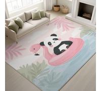 Genérico Dibujos Animados Panda Interior y Exterior Alfombra - Flotador Flamenco Antideslizante Lavable Decorativo Alfombra para Cocina Baño Salón Pasillo - Azul Claro Tapete - 50 cm x 80 cm