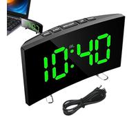 Genérico Digital Alarm Clock - PVC, 6.69x3.35x1.57in LED Desktop Clock Curved Screen | Silent Electronic Large Display Alarm, Desk For Bedroom, Study, Home, Kids Room