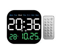 Genérico Digital Wall Clock, LED Remote Control Square Alarm with Temperature and Humidity Display for Accurate Timekeeping and Monitoring in Home, Bedroom, Living Room, Office, School, Apartment Use