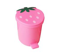 Genérico Dill Canor - Pink Small Trash Can Con Tapa | Bucket De Desechos De Fresa | Reciclaje De Residuos Bin | Tolera De Trabajo De Fresa, Contenedor De Desechos De Pequeño Para Escritorio, Oficina,