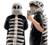 Genérico Dinosaur Skeleton Plush Costume, Wearable SpinosaurusPlush Dino Outfit, Realistic Dino SkeletonPlush for Themed Parties (90cm,Grey)